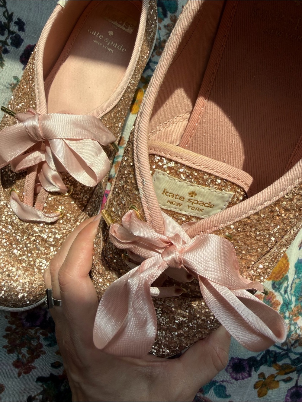 Kate Spade Keds Rose Gold Glitter Sneakers - Picture 3 of 10